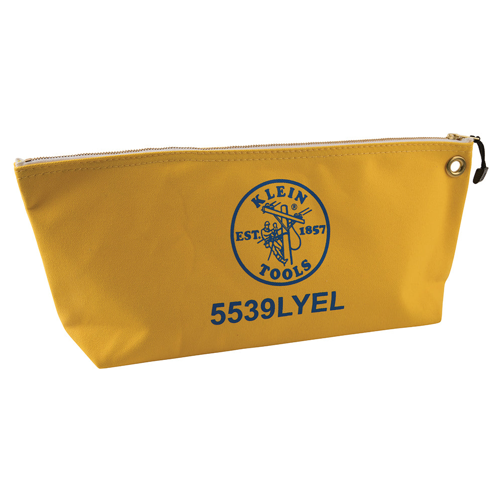 Klein Tools 5539LYEL Canvas Zipper Pouch, 16-Inch Tool Bag Storage Organizer, Yellow