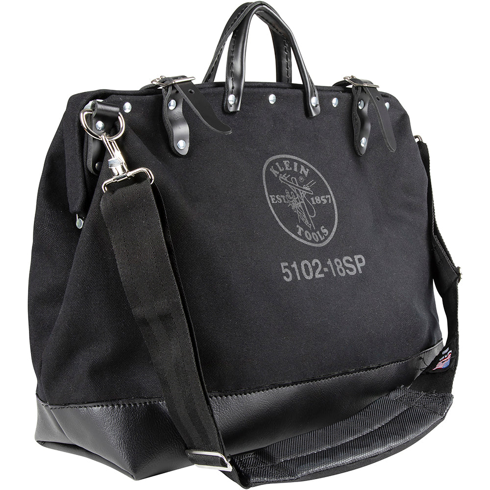 Klein Tools 510218SPBLK Deluxe Black Canvas Tool Bag, 18-Inch