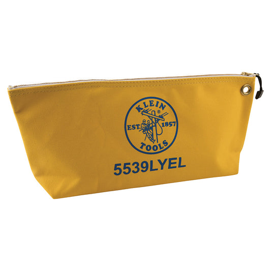 Klein Tools 5539LYEL Canvas Zipper Pouch, 16-Inch Tool Bag Storage Organizer, Yellow