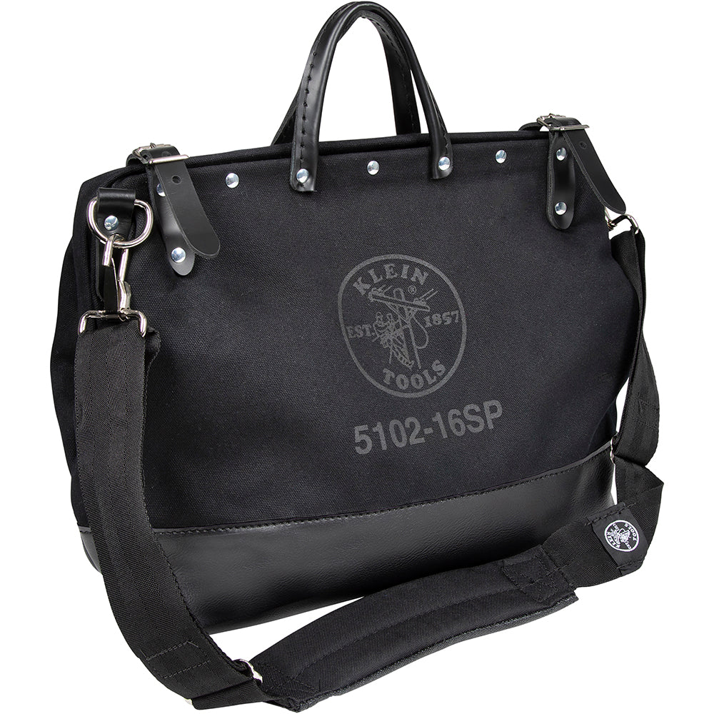 Klein Tools 510216SPBLK Deluxe Black Canvas Tool Bag, 16-Inch